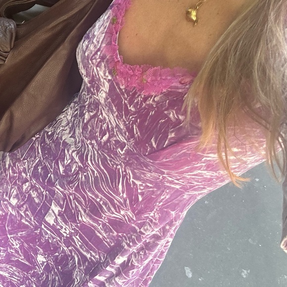 RARE  pink velvet Vintage Betsey Johnson dress with mesh - Picture 11 of 11